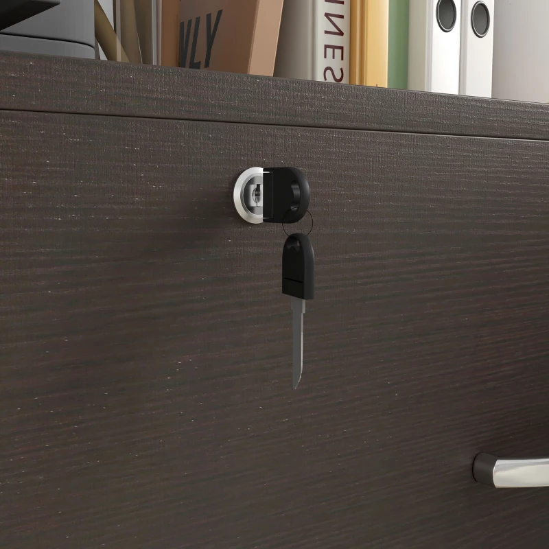 Vinsetto 2 Drawer File Cabinet with Lock, Office Filing Cabinet, Hanging Bar for Letter Size, Home Office, Espresso