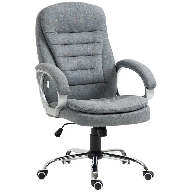 Vinsetto High Back Home Office Chair Executive Computer Chair with Adjustable Height, Upholstered Thick Padding Headrest and Armrest - Gray
