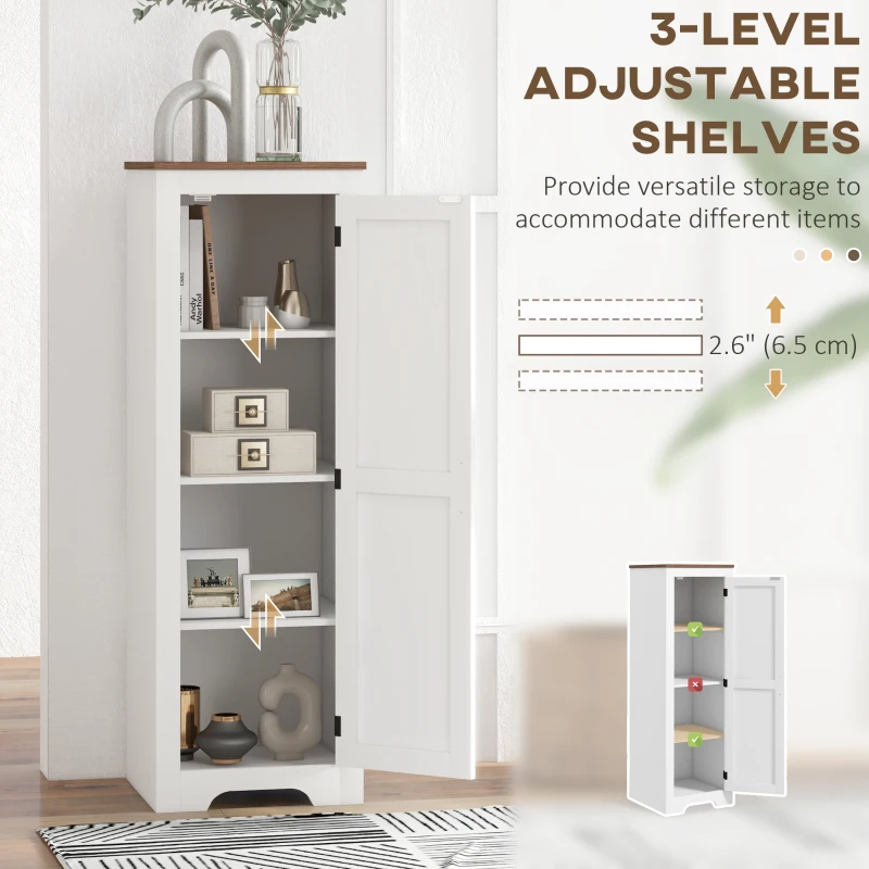 HOMCOM Farmhouse Accent Cabinet with Adjustable Shelf Barn Door Storage Cabinet for Living Room Floor Pantry Cabinet, White