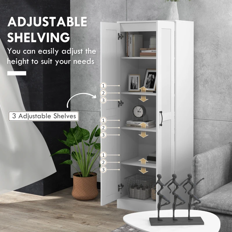 HOMCOM Storage Cabinet w/ Adjustable Shelves, Pantry Cupboard, White