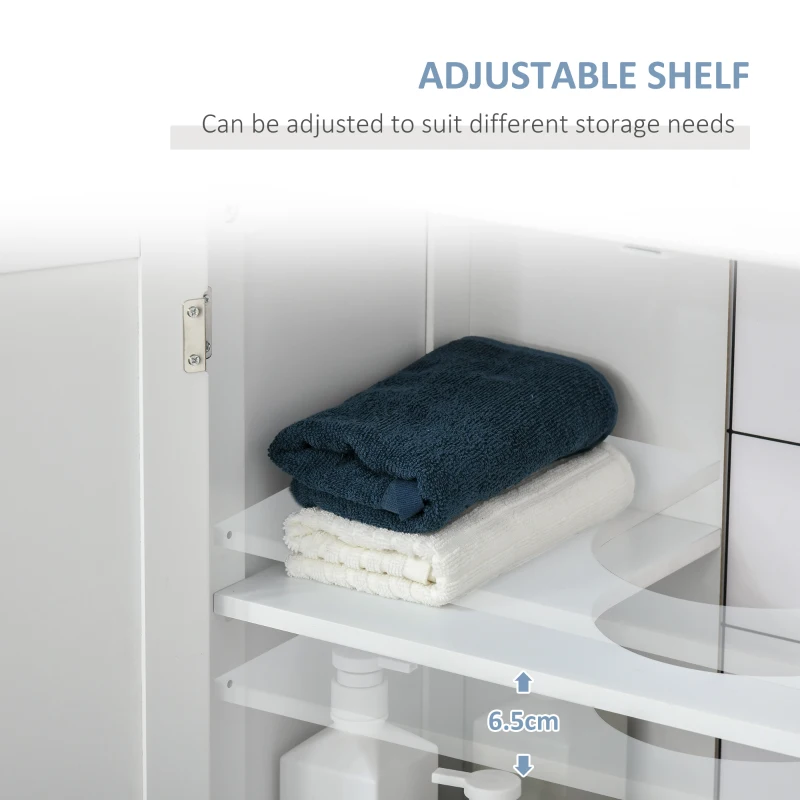 kleankin Bathroom Vanities, Bathroom Sink Cabinets with U-Shape Cut-Out and Adjustable Internal Shelf, White