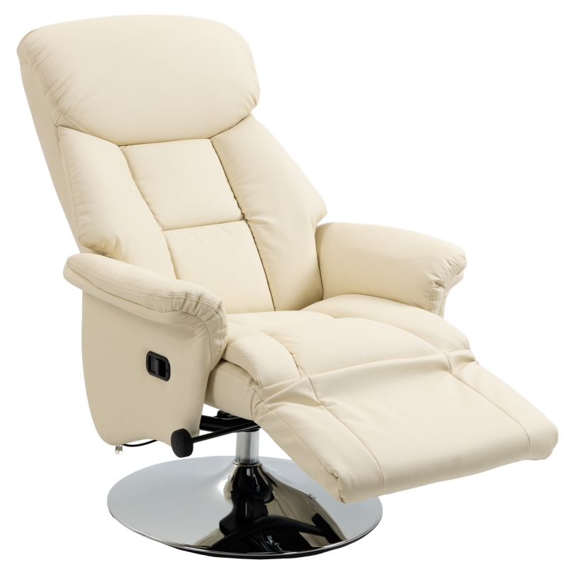 HOMCOM Swivel Recliner, Adjustable PU Leather Upholstered