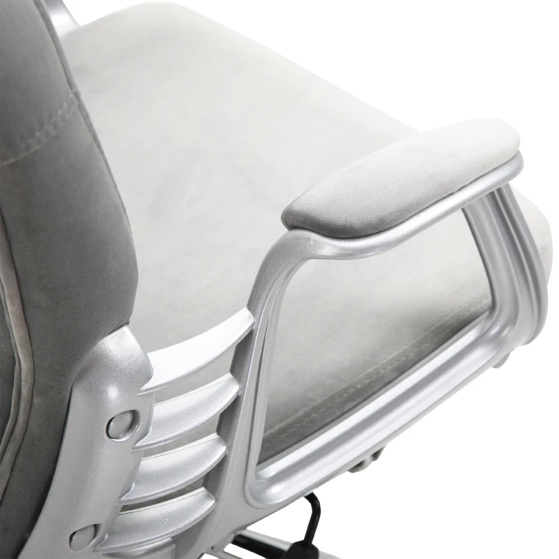 Vinsetto Velvet Home Office Chair, Button Tufted Desk Chair with Padded Armrests, Adjustable Height and Swivel Wheels, Gray