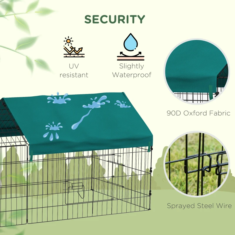 PawHut 73" Small Animal Playpen with Roof for Rabbits, Chicken, Chinchillas