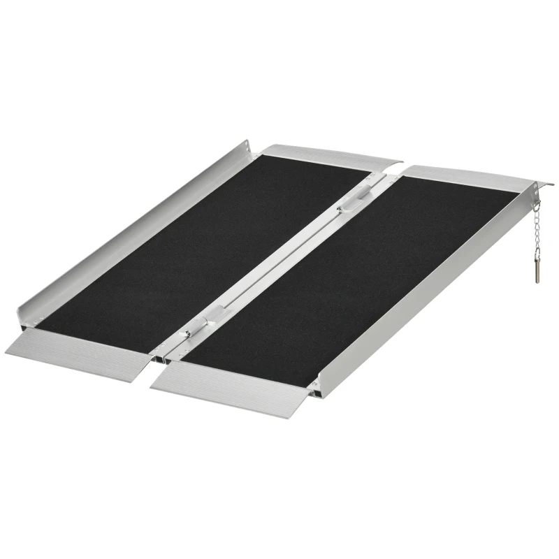 HOMCOM 3' Skidproof Portable Wheelchair Ramp for Home, Steps, Doorways, Carpeted Foldable Handicap Ramp, Threshold Ramp