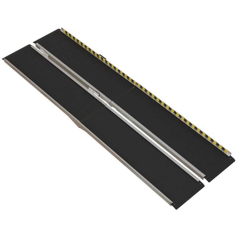 HOMCOM FSA/HSA Eligible Wheelchair Ramp, 8FT Foldable Threshold Ramp, Aluminum Handicap Ramp with Non-Slip Surface, Transition Plates Above and Below for Home, Doorways, Steps, 600lbs Capacity