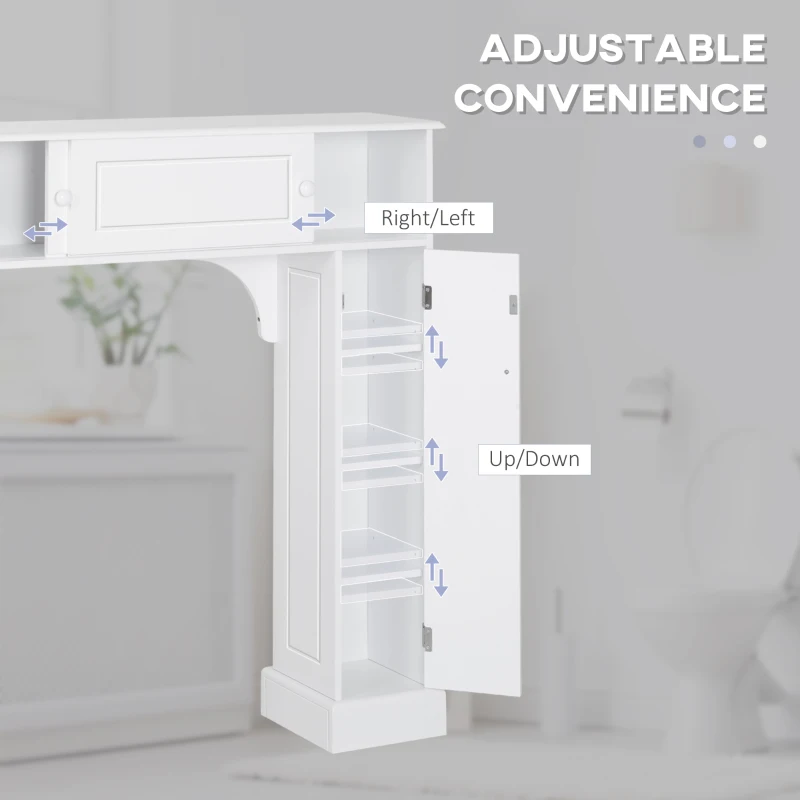 HOMCOM Over The Toilet Bathroom Cabinet, Freestanding Bathroom Storage Organizer with Adjustable Shelves, Toilet Rack, White