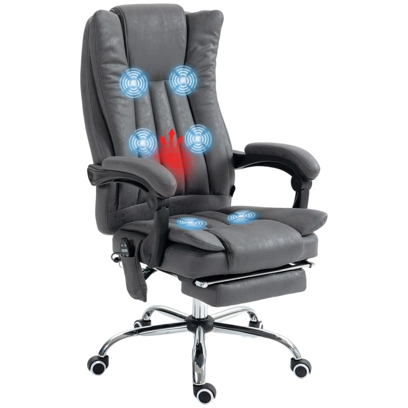Vinsetto Massage Office Chair with 6 Points and Heat, Reclining Computer Chair with Adjustable Height and Footrest, Dark Blue