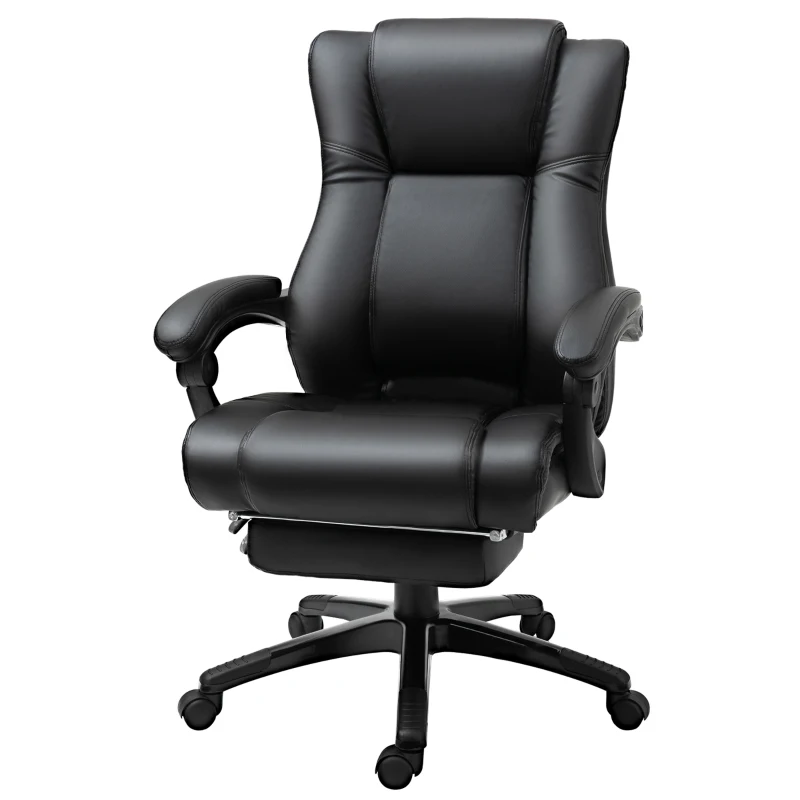 Vinsetto Executive High Back Office Chair Executive Computer Desk Chair with PU Leather, Adjustable Height and Retractable Footrest, Black
