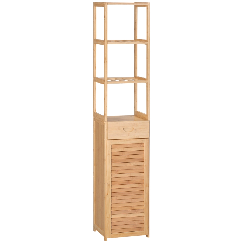 kleankin Bathroom Storage Cabinet with Drawer and Slatted Shelves