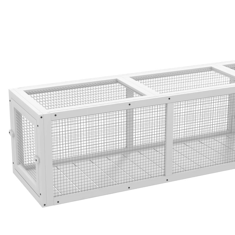 PawHut Wooden 98" Cat Tunnel for Outdoor with Combinable Design, 8 Doors, White