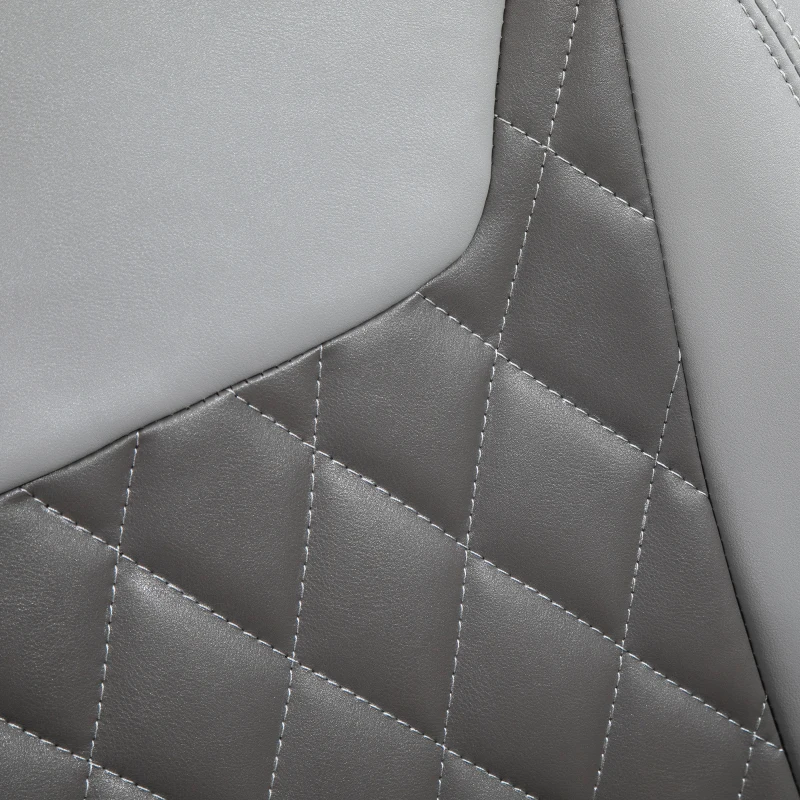 HOMCOM Faux Leather Manual Recliner, Adjustable Swivel Lounge Chair, Armchair with Footrest and Round Base for Living Room, Gray