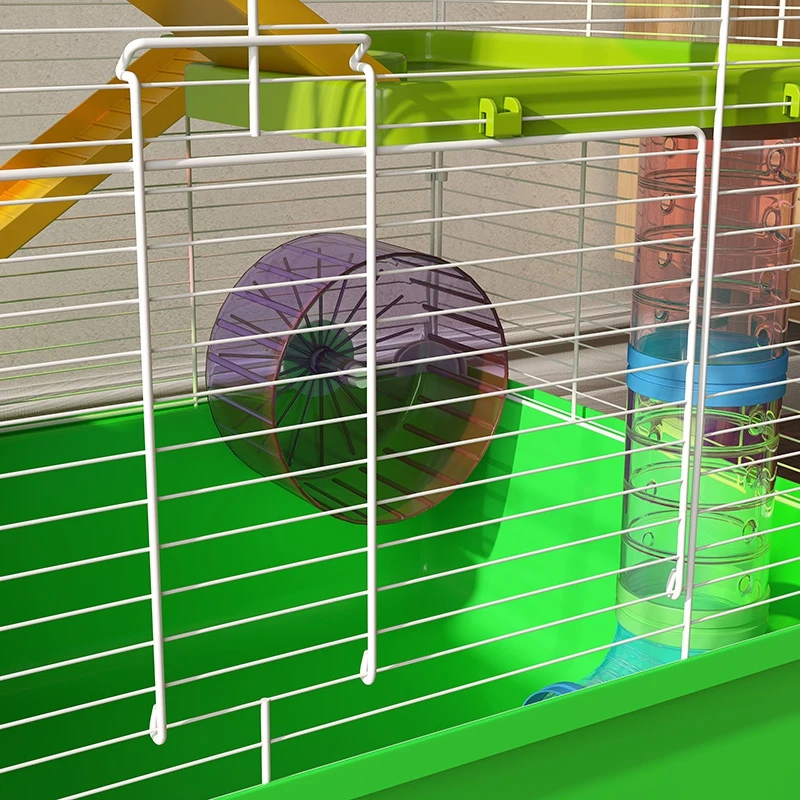 PawHut 23" 5-Tier Hamster Cage with Wheel and Water Bottle, Green