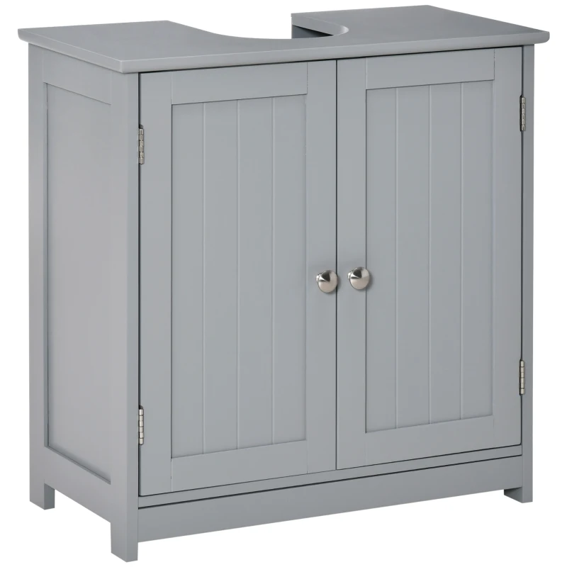 kleankin Bathroom Vanities, Bathroom Sink Cabinets with U-Shape Cut-Out and Adjustable Internal Shelf, Gray
