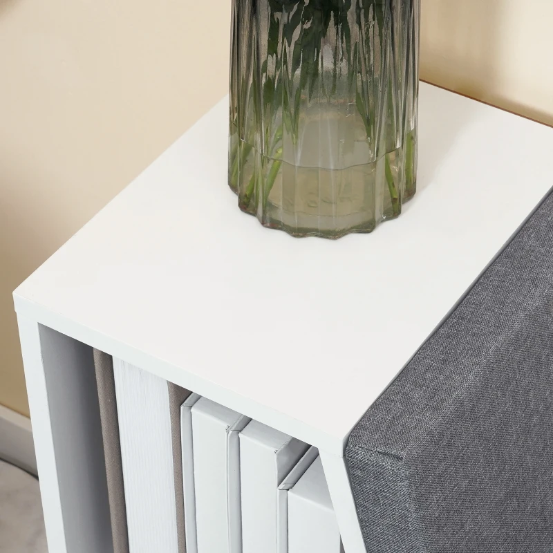 HOMCOM Multi-Purpose Bookshelf with 5 Cubes, 5-Cubby Bookcase with Cushioned Reading Nook and Storage Shelves, Grey