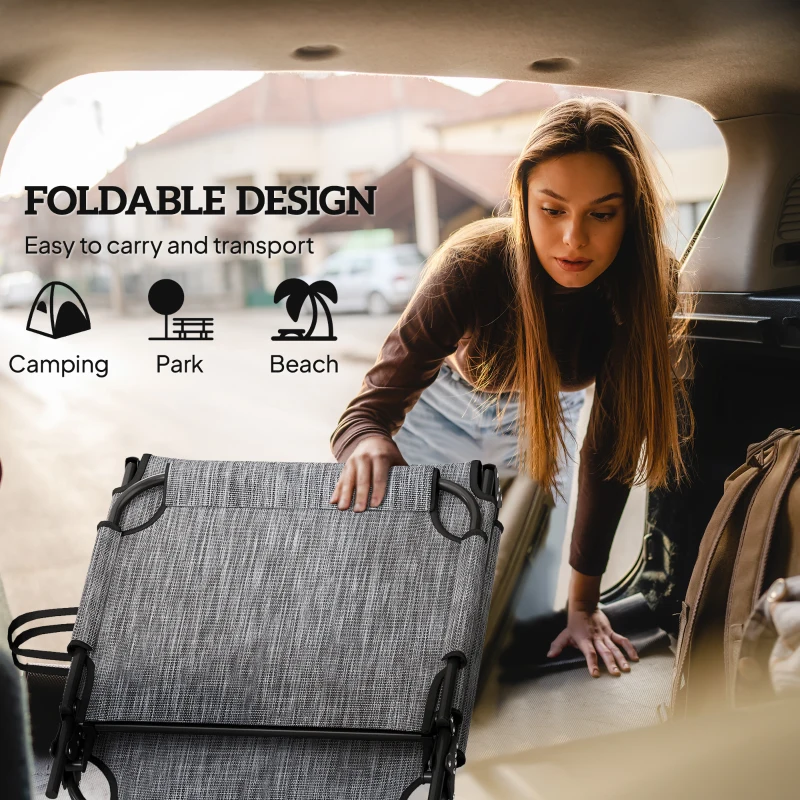 Outsunny Folding Lounge Chair with 4-level Reclining Back & Cushion, Grey
