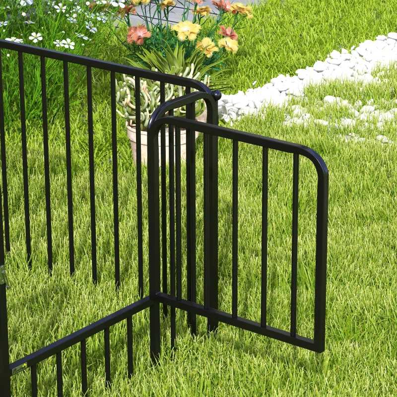 PawHut Dog Fence Outdoor 8 Panels 24" Height Indoor Steel Pet Exercise Pen DIY Design for Small Dogs