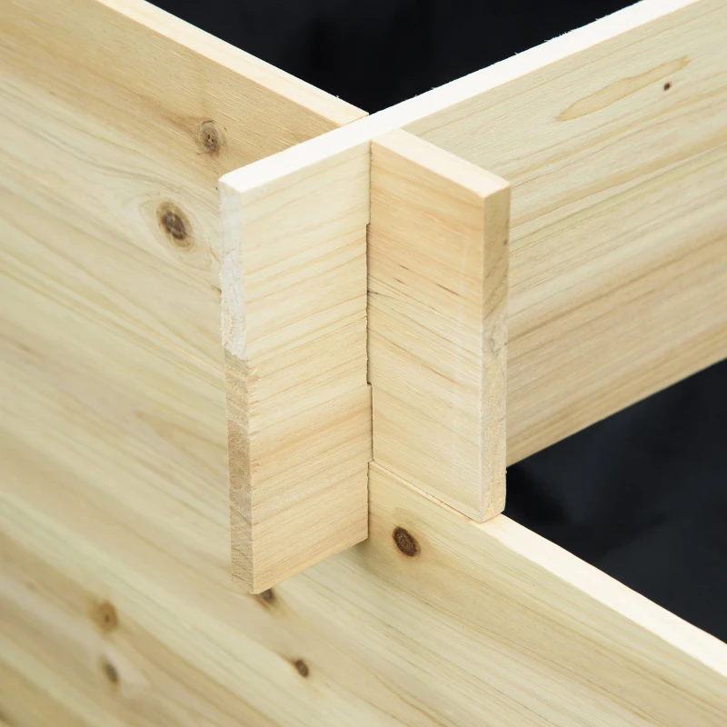 Outsunny 3 Tier Raised Garden Bed with 9 Grow Grids and Bed Liner for Garden, Outdoor to Vegetables, Flowers, Natural