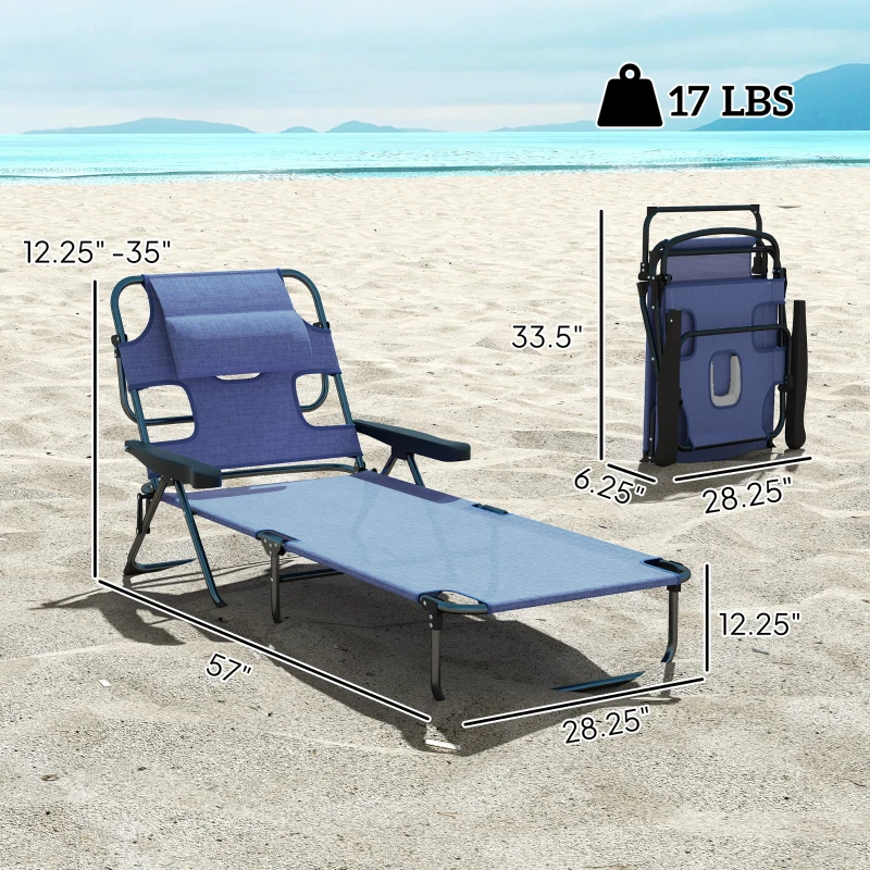 Outsunny Folding Lounge Chair w/ Reclining Back, Gray