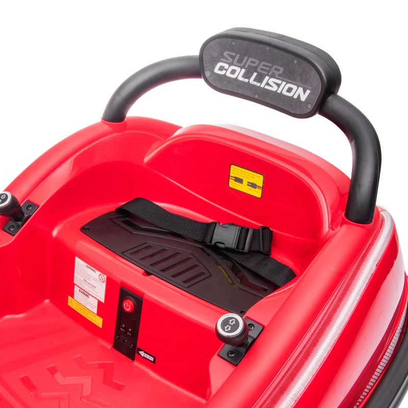 Aosom 12V Kids Bumper Car, 360° Rotation Electric Ride On Car, Twins Motor Battery Powered Toy, w/ Parent Remote Control, Safety Belt, Colorful LED Lights,, Red