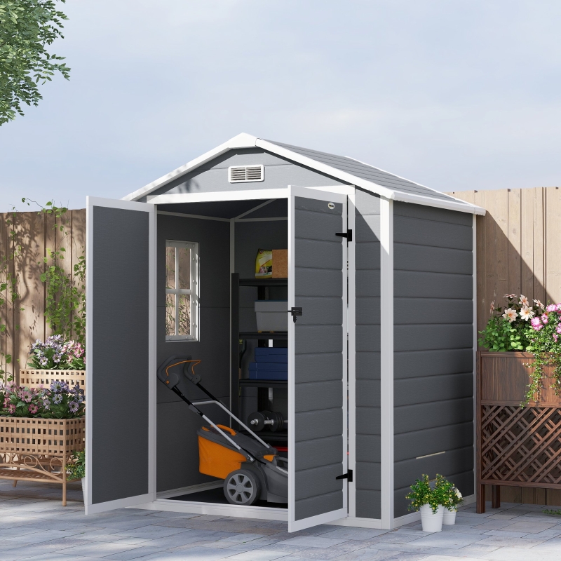 ボトムス tinytinydoors 80 Outsunny 6x4.5ft Plastic Garden Shed with Double Lockable