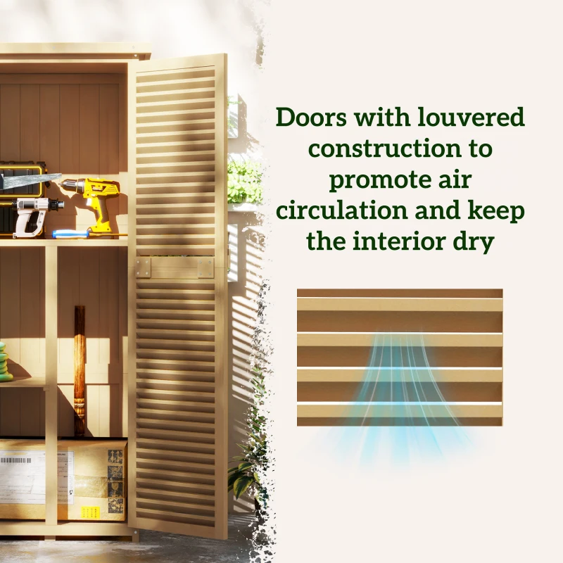 Outsunny 5' x 3' Wooden Garden Storage Shed with Asphalt Roof and 2 Large Wood Doors with Lock, Yellow