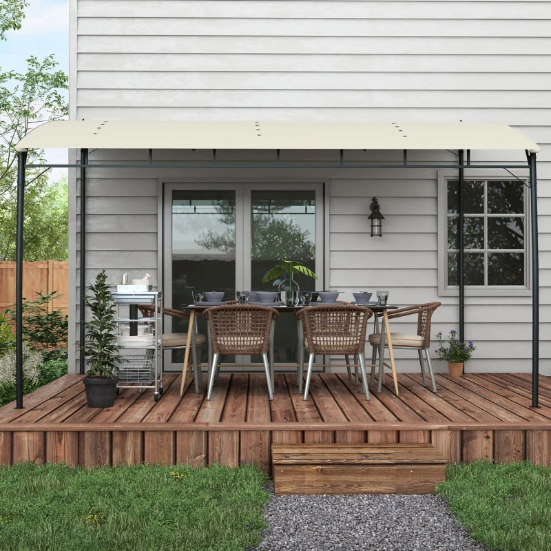 Outsunny 10' x 13' Outdoor Pergola Gazebo, Garden Sun Shade Shelter with Metal Frame for Porch, Patio, Deck, Backyard, Cream