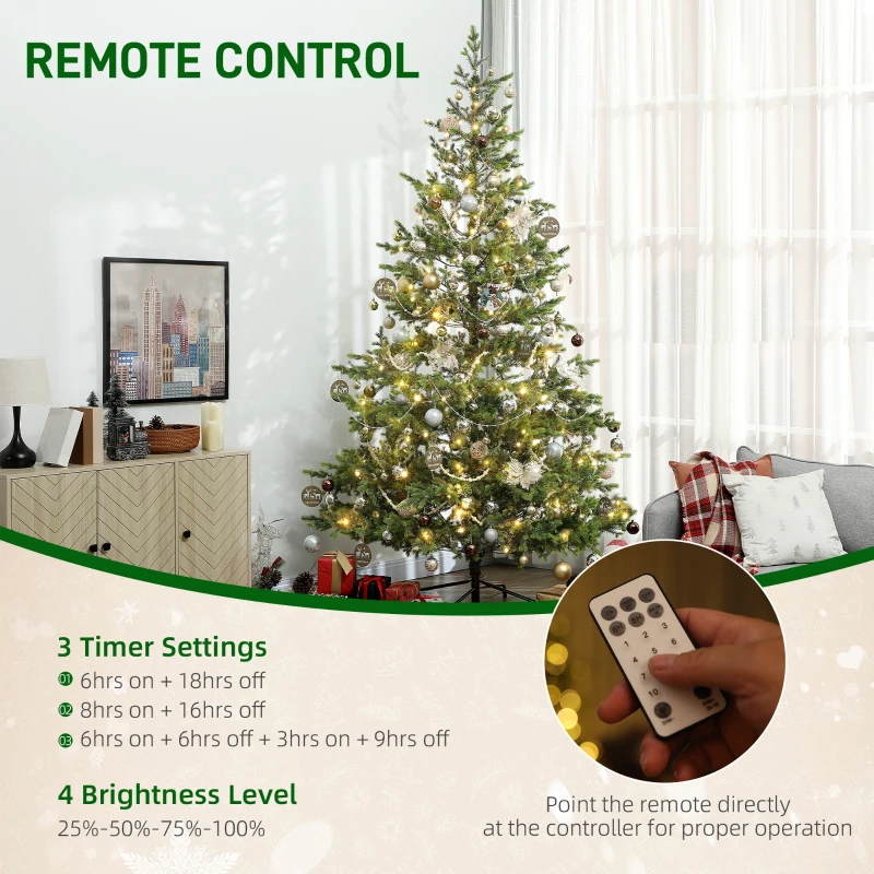 HOMCOM 9ft Artificial Prelit Sparse Cedar Christmas Tree with LED Lights and 4306 Tips, Steel Base for Home Office Holiday