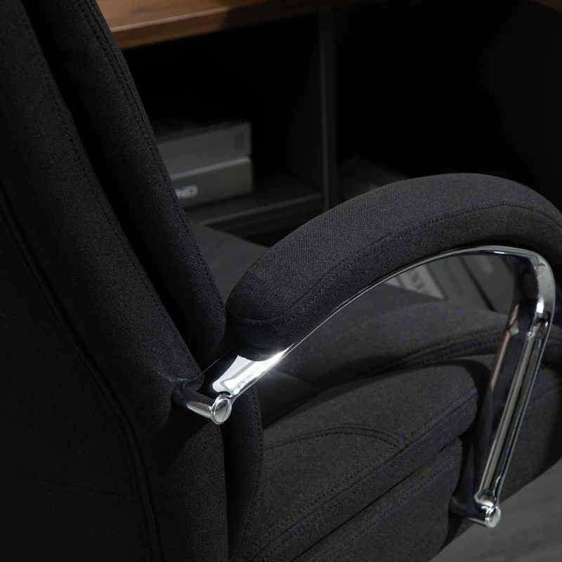 Vinsetto High Back Swivel Home Office Chair Task Ergonomic Linen Fabric Computer Chair, with Arm, Adjustable Height, Black