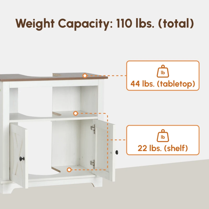 kleankin Modern Farmhouse Bathroom Sink Cabinet, Pedestal Sink Storage Cabinet with Double Doors and Shelves, White