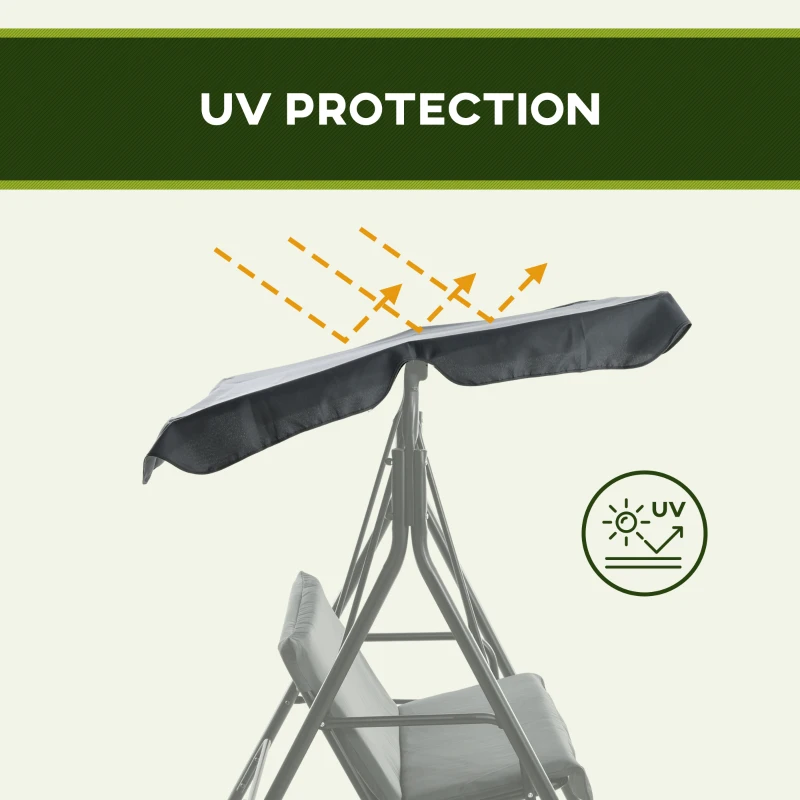 Outsunny 3-Seat Outdoor Patio Swing Chair w/ Cushion, Steel Frame Stand, Adjustable Tilt Canopy for Patio, Garden, Gray