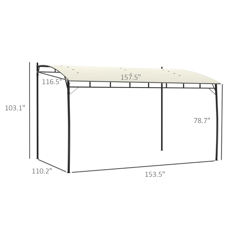 Outsunny 10' x 13' Outdoor Pergola Gazebo, Garden Sun Shade Shelter with Metal Frame for Porch, Patio, Deck, Backyard, Cream