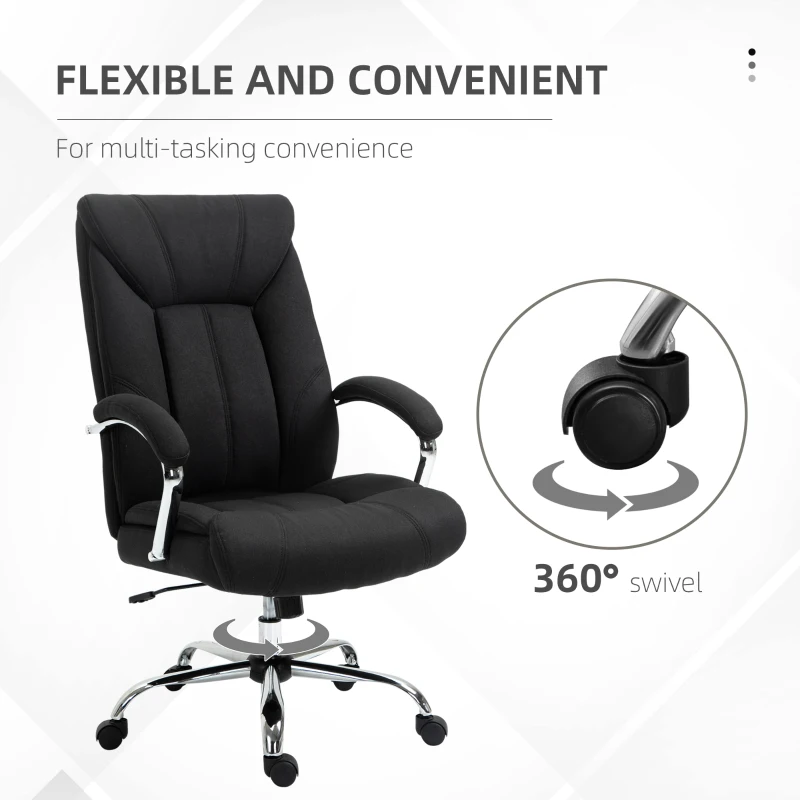Vinsetto High Back Swivel Home Office Chair Task Ergonomic Linen Fabric Computer Chair, with Arm, Adjustable Height, Black