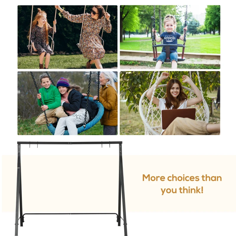 Outsunny Metal Porch Swing Stand, Heavy Duty Swing Frame, Hanging Chair Stand Only, 528 LBS Weight Capacity, for Backyard, Patio, Lawn, Playground, Black