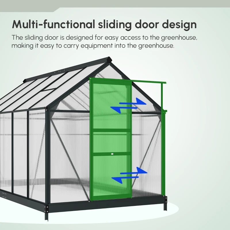 Outsunny 6.2' x 10.3' x 6.6' Outdoor Greenhouse with Walk-in Vent Door for Backyard Garden Gray