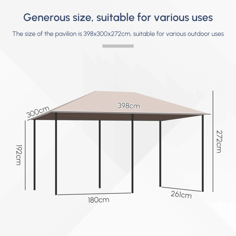Outsunny 10' x 13' Outdoor Patio Gazebo Canopy Shelter with 6 Removable Sidewalls, & Steel Frame for Garden, Lawn, Backyard and Deck, Khaki