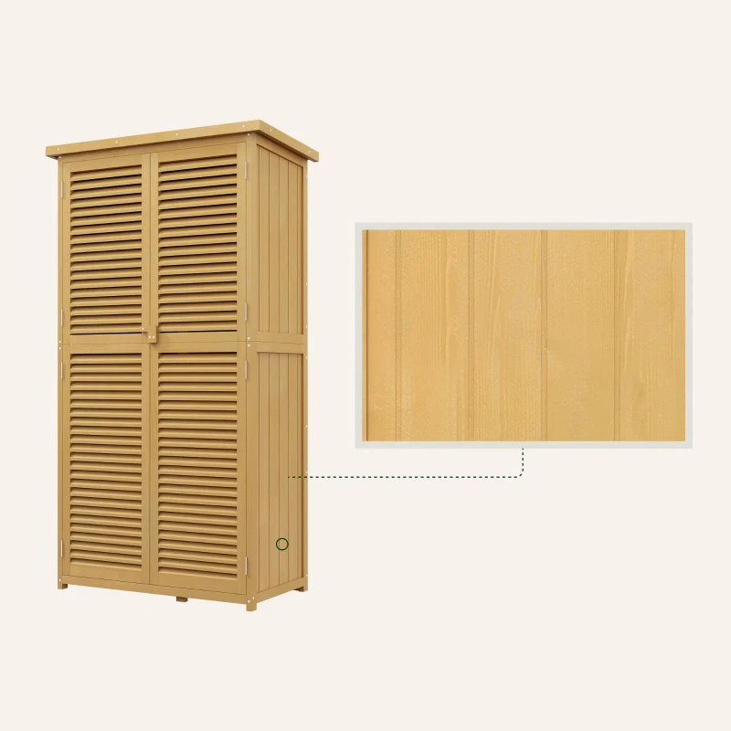 Outsunny 5' x 3' Wooden Garden Storage Shed with Asphalt Roof and 2 Large Wood Doors with Lock, Yellow