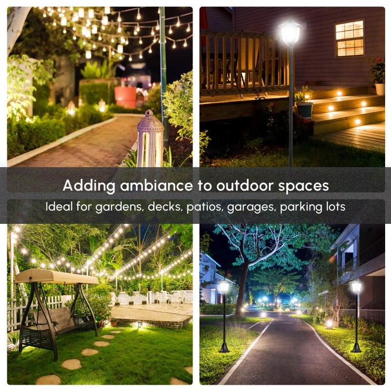 Outsunny Outdoor Lamp Post Lights, Triple Head Solar Powered Lamp, Street Vintage Solar Post Lamp, for Backyard, Garden Pathway, Driveway, 72 Inches