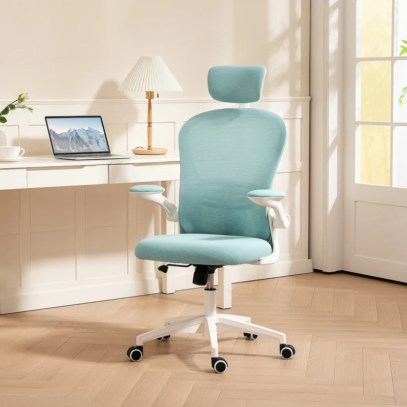 Vinsetto Office Chair, Mesh Computer Desk Chair with Adjustable Headrest, 4D Lumbar Support, Flip-up Arm, Light Green