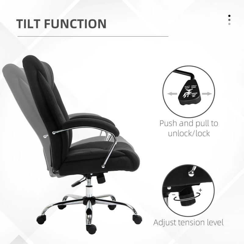 Vinsetto High Back Swivel Home Office Chair Task Ergonomic Linen Fabric Computer Chair, with Arm, Adjustable Height, Black