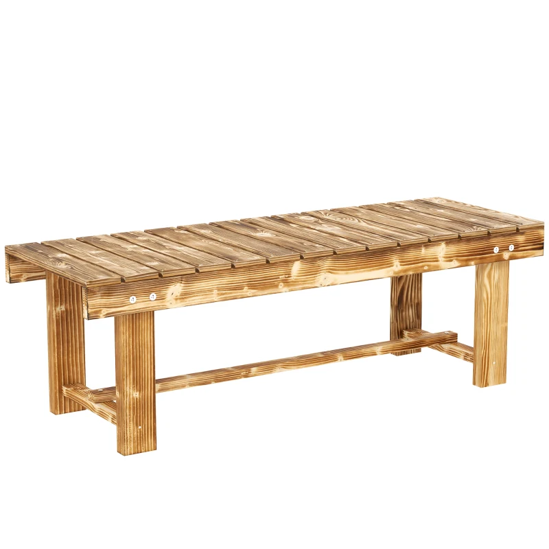 Outsunny Outdoor Garden Bench, Backless Patio Fir Wood Stool, Armless Loveseat, 43.25" x 15" x 13.75", Carbonized
