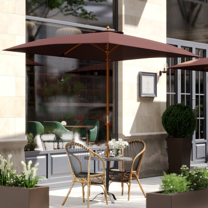 Outsunny Patio Umbrella Market Patio Sun Umbrella Rectangle Coffee