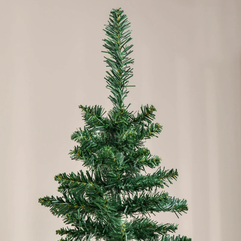 HOMCOM 7' Artificial Pencil Christmas Tree, Slim Xmas Tree with 499 Realistic Branch Tips and Plastic Stand, Green