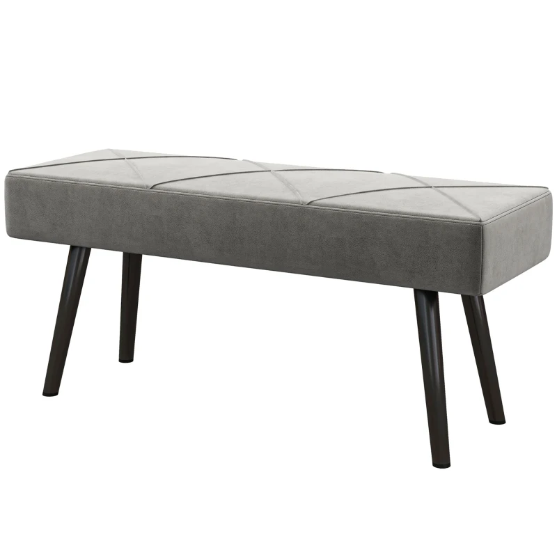HOMCOM 39 Inches Upholstered Bedroom Bench, Modern End of Bed Bench with Steel Legs, Grey