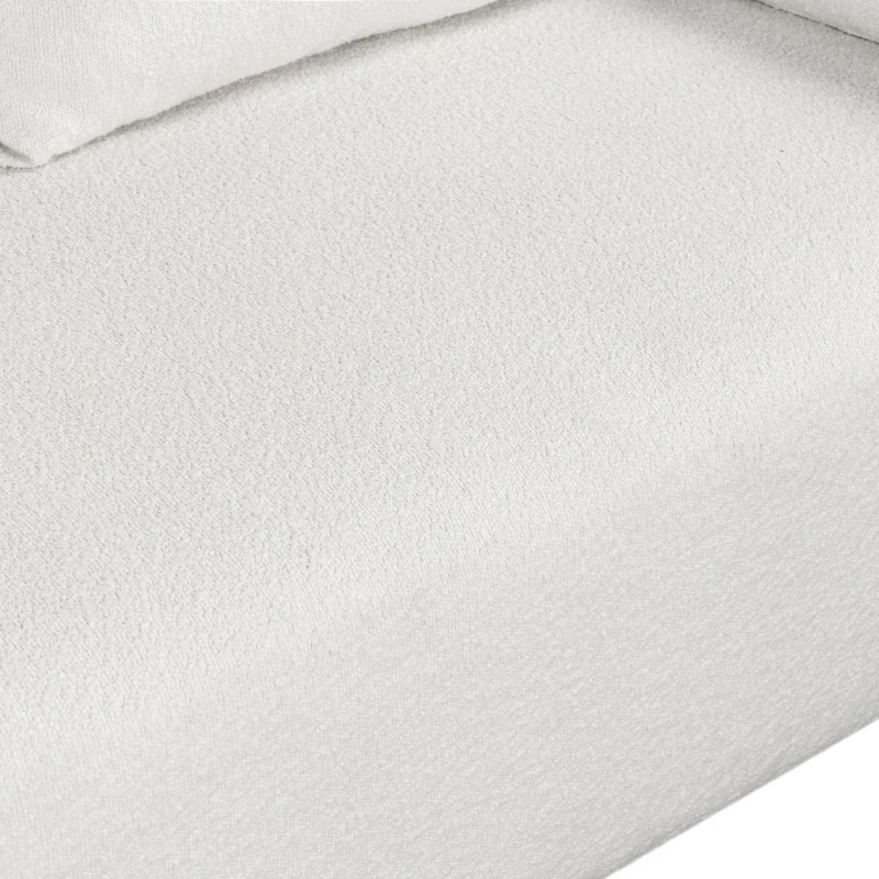 Boucle Fabric Loveseat Sofa with One-Piece Seat Frame, Extra Wide Domed Arms, 2-3 Seat Couch with 2 Pillows, 82" L x 36" W x 34" H, White