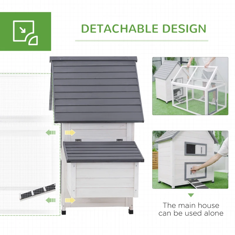 PawHut 65" Chicken Coop Wooden Hen House Rabbit Hutch Poultry Cage Pen Outdoor Backyard with Nesting Box, Ramp, Run, and Ladder