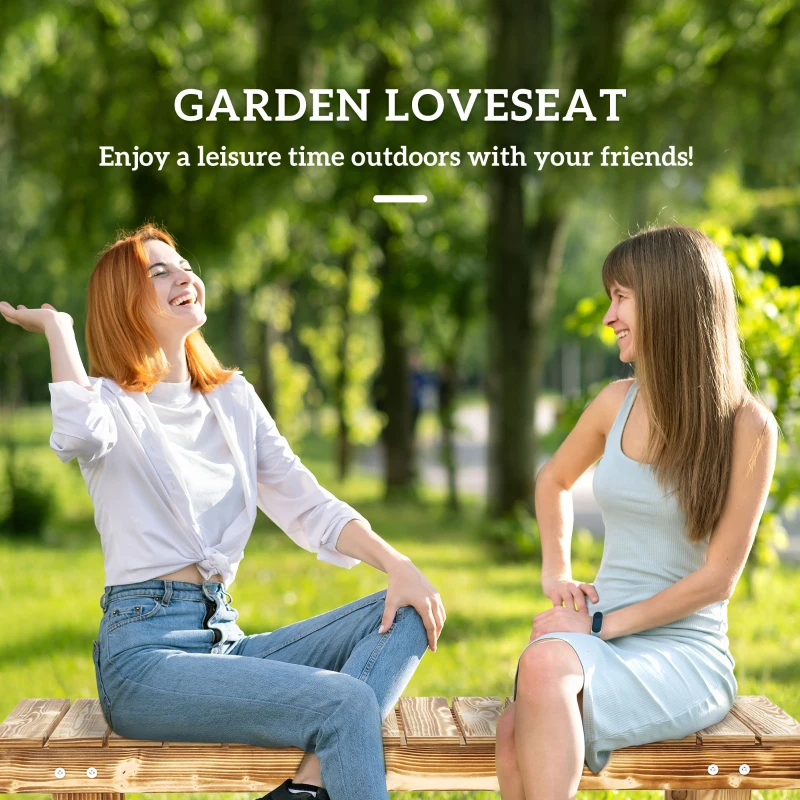 Outsunny Outdoor Garden Bench, Backless Patio Fir Wood Stool, Armless Loveseat, 43.25" x 15" x 13.75", Carbonized