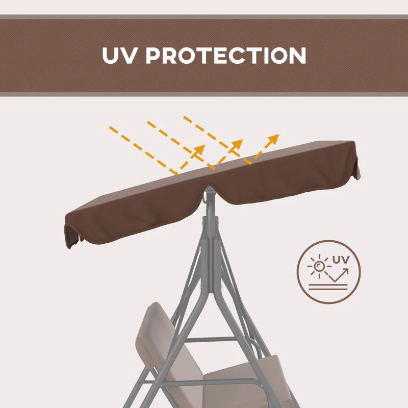 Outsunny 3-Seater Outdoor Porch Swing with Adjustable Canopy, Patio Swing Chair for Garden, Poolside, Backyard, Brown