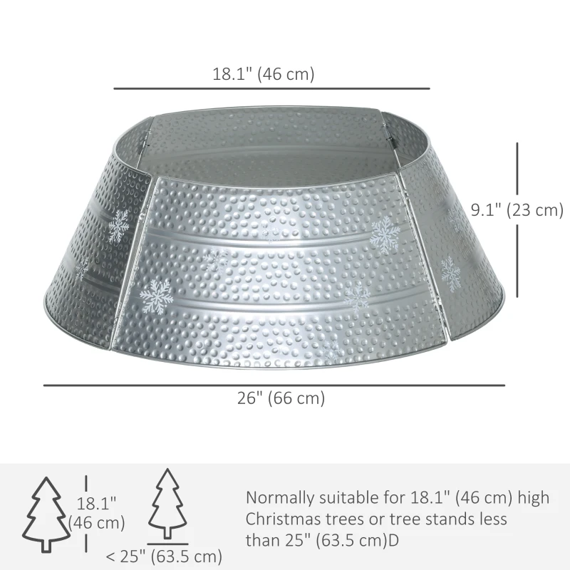 HOMCOM 26" Christmas Tree Base Cover, Christmas Tree Collar with Hollow Snowflake Pattern for Holiday, Party, Silver