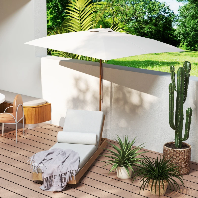 Outsunny Patio Umbrella Market Patio Sun Umbrella Rectangle Cream White